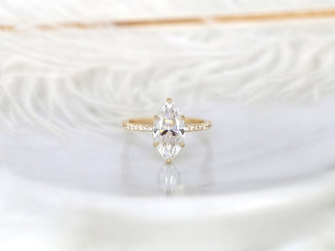 2.80ct LOW Velma 14x7mm 14kt Moissanite Marquise Hidden Halo Ring