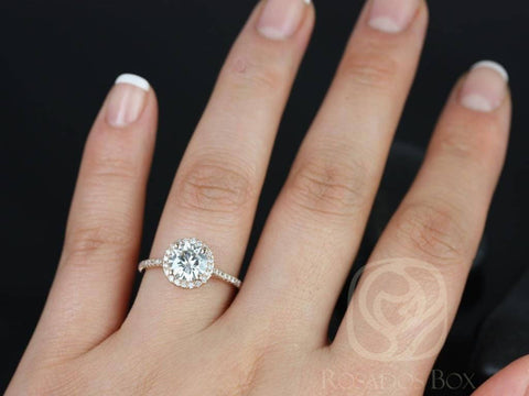 SALE 1.25ct Ready to Ship Kubian 7mm 14kt WHITE Gold FB Moissanite Diamond Halo Engagement Ring,Round Halo Ring,Halo Engagement Ring