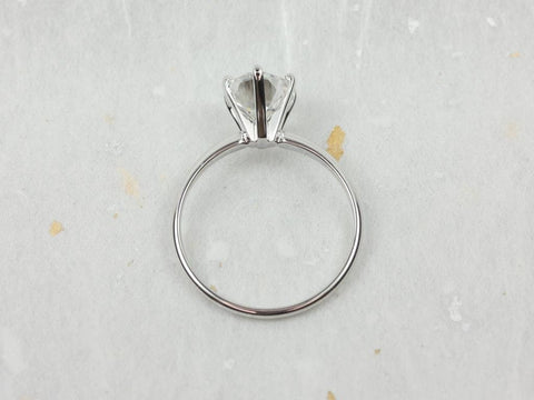 Ready to Ship VALUE 8x6mm Oval Moissanite Charles Colvard Dainty Solitaire Engagement Ring,14kt Solid White Gold,Value Mtg