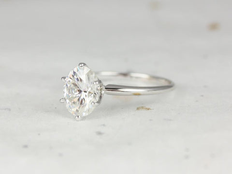 Ready to Ship VALUE 6x4mm Oval Moissanite Charles Colvard Dainty Solitaire Engagement Ring,14kt Solid White Gold,Value Mtg