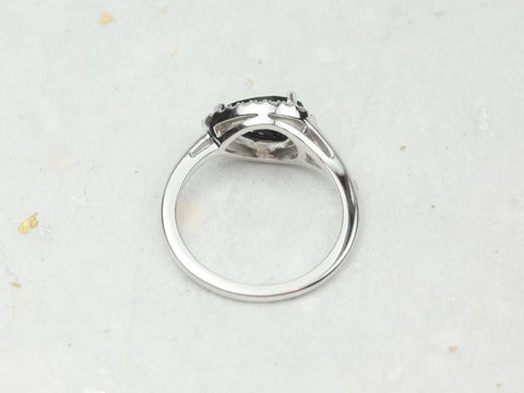 LeStrange 9x6mm 14kt Gold Black Onyx Diamond Split Shank East West Halo Engagement Ring,Serpent Ring,Unique Pear Halo Ring