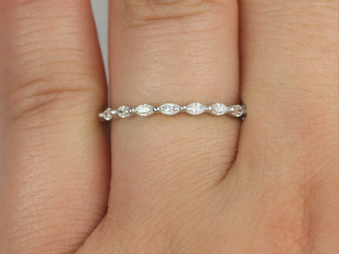 Ready to Ship Ultra Petite Leona 14kt White Gold Moissanite Floating Marquise HALFWAY Eternity Ring