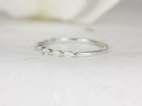 Ready to Ship Ultra Petite Leona 14kt White Gold Moissanite Floating Marquise HALFWAY Eternity Ring