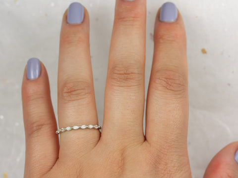 Ready to Ship Ultra Petite Leona 14kt White Gold Moissanite Floating Marquise HALFWAY Eternity Ring