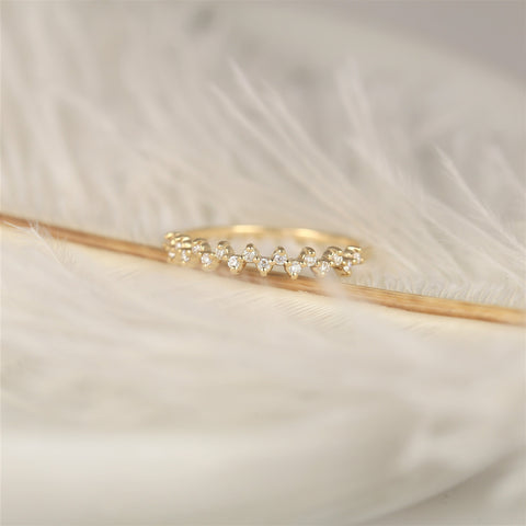 Ready to Ship Ziggy 14kt Gold HALFWAY Eternity Dainty Unique Diamond Ring,Zig Zag Stackable Ring,Anniversary Ring,Gift For Her,Unique Ring