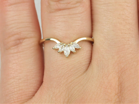 Crystal 14kt Gold Moissanite Dainty Chevron Ring,Tiara Ring,Marquise Nesting Ring,Curved Ring,Stacking Ring,Unique Wedding Ring,Gift For Her