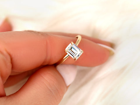 1.75ct Devin 8x6mm 14kt Moissanite Emerald Cut Solitaire Ring, Emerald Engagement Ring,Minimalist Emerald Solitaire Ring,Anniversary Gift