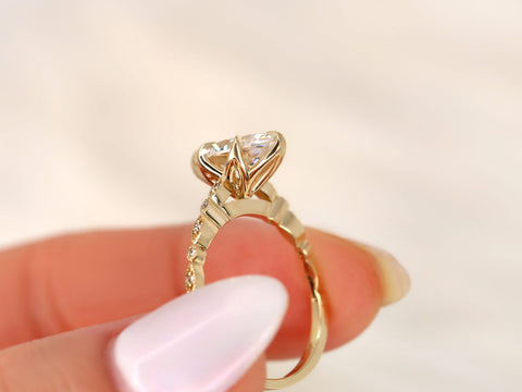 Ready to Ship 1.75ct Violetta 12x6mm 14kt ROSE Moissanite Marquise Unique Solitaire Ring, Marquise Engagement Ring,Art Deco Marquise Ring