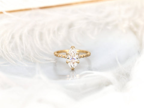 Ready to Ship 1.75ct Violetta 12x6mm 14kt ROSE Moissanite Marquise Unique Solitaire Ring, Marquise Engagement Ring,Art Deco Marquise Ring
