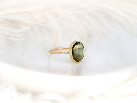 2.35ct Ready to Ship Donatella Oval 14kt Amber Moss Green Sapphire Ring,Unique Sapphire Ring,Bezel Set Ring,Oval Cut Ring,Minimalist Ring
