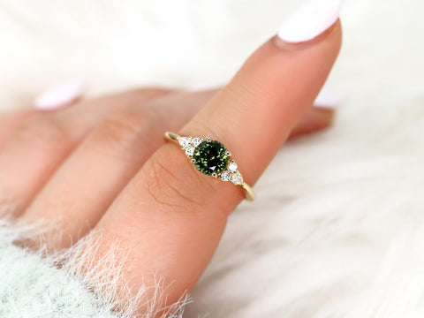 1.47ct Constance 14kt Deep Moss Sapphire Round Cluster Ring,Green Sapphire Ring,Unique Sapphire Ring,Round Engagement Ring,Anniversary Gift