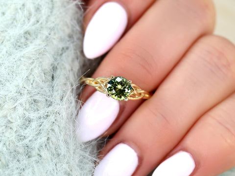 1.30ct Cassidy 14kt Green Tea Teal Sapphire Celtic Knot Ring,Triquetra Engagement Ring,Unique Sapphire Ring,Green Sapphire Ring,Ring for Her