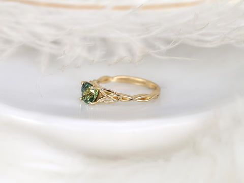 1.30ct Cassidy 14kt Green Tea Teal Sapphire Celtic Knot Ring,Triquetra Engagement Ring,Unique Sapphire Ring,Green Sapphire Ring,Ring for Her