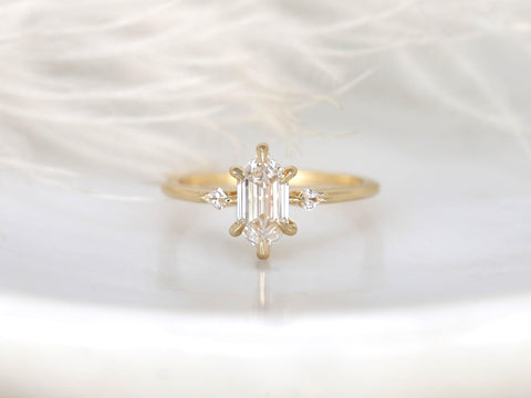 1.06ct Scout 14kt Diamond Unique Three Stone Ring,Hexagon Diamond Ring,Hexagon Cut Ring,Unique Hexagon Ring,Anniversary Ring,Gift For Her