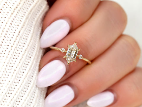 1.06ct Scout 14kt Diamond Unique Three Stone Ring,Hexagon Diamond Ring,Hexagon Cut Ring,Unique Hexagon Ring,Anniversary Ring,Gift For Her