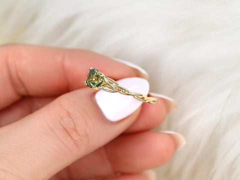 1.30ct Cassidy 14kt Green Tea Teal Sapphire Celtic Knot Ring,Triquetra Engagement Ring,Unique Sapphire Ring,Green Sapphire Ring,Ring for Her