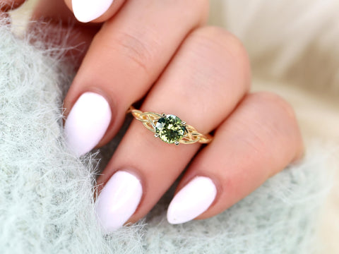 1.30ct Cassidy 14kt Green Tea Teal Sapphire Celtic Knot Ring,Triquetra Engagement Ring,Unique Sapphire Ring,Green Sapphire Ring,Ring for Her
