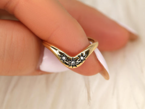 Ursa 14kt Celestial Nesting Ring,Unique Curved Wedding Ring,Nesting Band,Celestial Band,Unique Wedding Ring,Crescendo Band,Star Ring