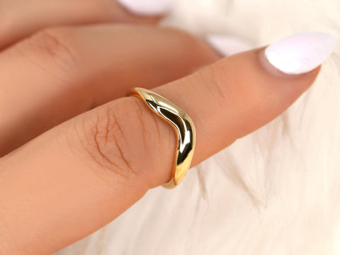 Mabel 14kt Graduated Nesting Ring,Unique Curved Wedding Ring,Nesting Band,Cut Out Ring,Unique Wedding Ring,Chunky Band,Thick Gold Ring