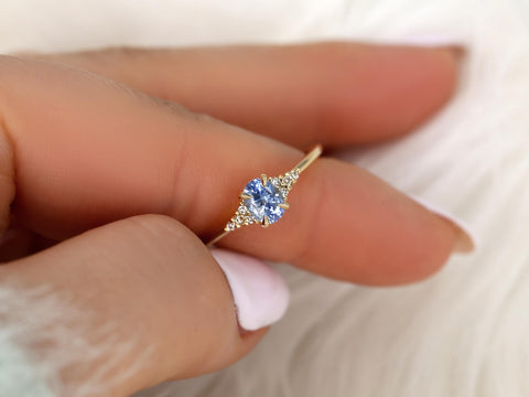 0.63ct Maddy 14kt Cornflower Sapphire Cluster Ring,Unique Sapphire Ring,Gift For Her,Anniversary Ring,September Birthstone,Birthday Gift