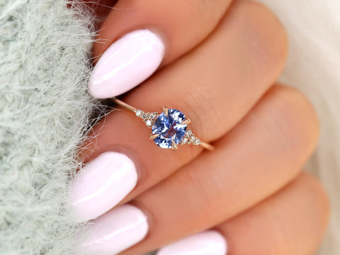 1.02ct Maddy 14kt Cornflower Sapphire Cluster Ring,Unique Sapphire Ring,Gift For Her,Anniversary Ring,September Birthstone,Birthday Gift