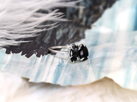 Zara 14kt Onyx Toi Et Moi Ring,Two Stone Ring,Promise Ring,Anniversary Ring,Unique Ring,Gift For Her,Unique Onyx Ring,Black Engagement Ring