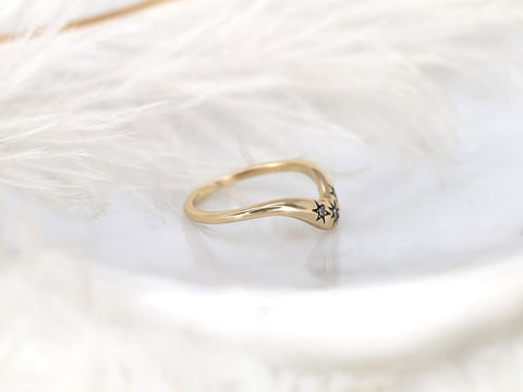 Ursa 14kt Celestial Nesting Ring,Unique Curved Wedding Ring,Nesting Band,Celestial Band,Unique Wedding Ring,Crescendo Band,Star Ring