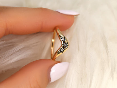 Ursa 14kt Celestial Nesting Ring,Unique Curved Wedding Ring,Nesting Band,Celestial Band,Unique Wedding Ring,Crescendo Band,Star Ring