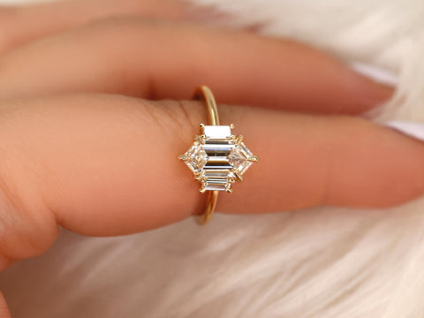 1.63ct Vega 14kt Diamond Unique Three Stone Ring,Hexagon Diamond Ring,Hexagon Cut Ring,Unique Hexagon Ring,Anniversary Ring,Trilogy Ring