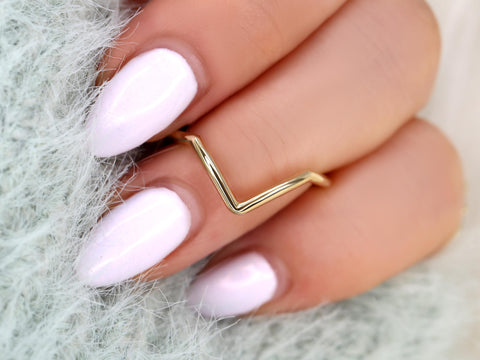 Femme Deux 14kt V Ring,Chevron Flair Ring,Stackable Ring,Minimalist Ring,Gold Ring,Gift For Her,Nesting Ring,Unique Layering Ring,Gold Ring