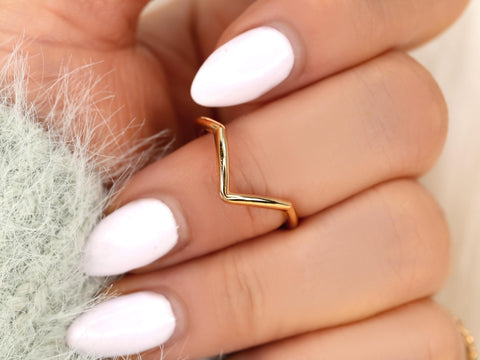 Femme Deux 14kt V Ring,Chevron Flair Ring,Stackable Ring,Minimalist Ring,Gold Ring,Gift For Her,Nesting Ring,Unique Layering Ring,Gold Ring