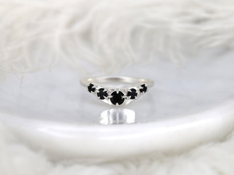 Saldana 14kt Onyx Graduated Nesting Ring,Unique Curved Wedding Ring,Nesting Band,Unique Wedding Ring,Crescendo Band,Onyx Nesting Ring