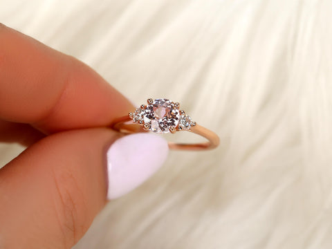 1.17ct Colette 14kt Rose Gold PeachSapphire Diamond Three Stone Ring,Sapphire Trilogy Ring,Peach Sapphire Ring,Anniversary Ring,Birthstone