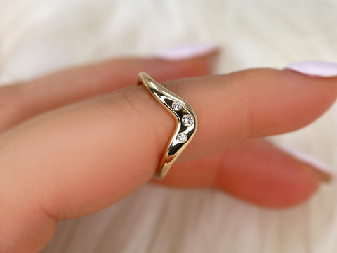 Tetra 14kt Trilogy Nesting Ring,Nesting Band,Three Stone Nesting Band,Unique Wedding Ring,Crescendo Band,Anniversary Ring,Layering Ring