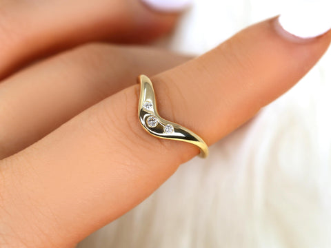 Tetra 14kt Trilogy Nesting Ring,Nesting Band,Three Stone Nesting Band,Unique Wedding Ring,Crescendo Band,Anniversary Ring,Layering Ring