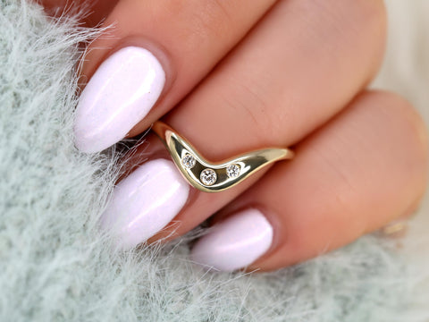 Tetra 14kt Trilogy Nesting Ring,Nesting Band,Three Stone Nesting Band,Unique Wedding Ring,Crescendo Band,Anniversary Ring,Layering Ring