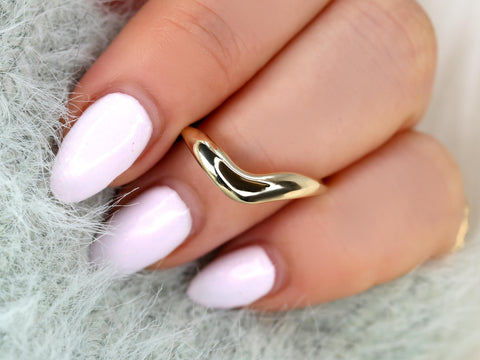 Mabel 14kt Graduated Nesting Ring,Unique Curved Wedding Ring,Nesting Band,Cut Out Ring,Unique Wedding Ring,Chunky Band,Thick Gold Ring