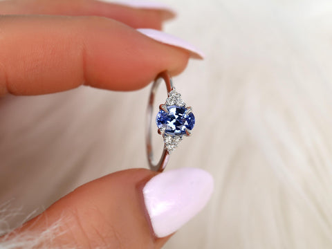 1.46ct Juniper 14kt Cornflower Sapphire Diamond Cluster Ring,Unique Sapphire Ring,Lavender Sapphire Ring,Anniversary Ring,Gift For Her