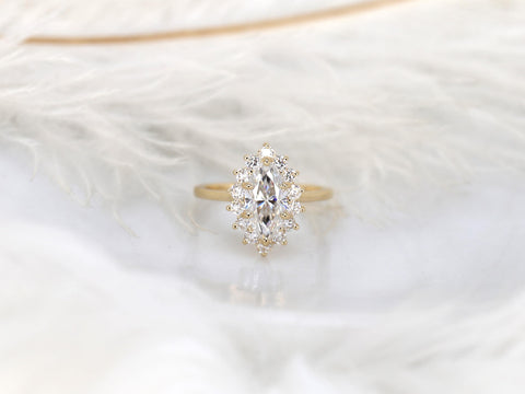 1.75ct Lillian 12x6mm 14kt Moissanite Diamond Marquise Halo Ring,Marquise Engagement Ring,Unique Marquise Ring,Anniversary Ring,Wedding Ring
