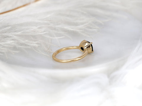 Petyon 8x6mm 14kt Onyx Cushion Solitaire Ring,Faux Halo Ring,Unique Onyx Ring,Onyx Engagement Ring,Cushion Cut Ring,East West Ring