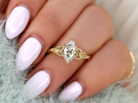 1.07ct Mara 14kt Diamond Marquise Celtic Knot Ring,Triquetra Engagement Ring,Marquise Engagement Ring,Unique Diamond Ring,Anniversary Ring