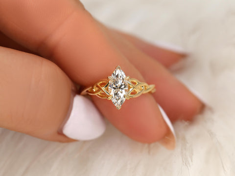 1.07ct Mara 14kt Diamond Marquise Celtic Knot Ring,Triquetra Engagement Ring,Marquise Engagement Ring,Unique Diamond Ring,Anniversary Ring