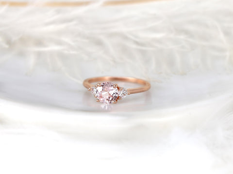 1.17ct Colette 14kt Rose Gold PeachSapphire Diamond Three Stone Ring,Sapphire Trilogy Ring,Peach Sapphire Ring,Anniversary Ring,Birthstone