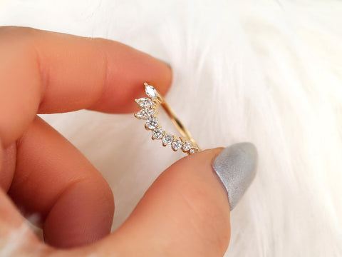 Deep Trix Deep 14kt Gold Diamond Nesting Ring,Asymmetrical Contour Ring,Unique Wedding Ring,Diamon Band,Anniversary Ring,Stacking Ring