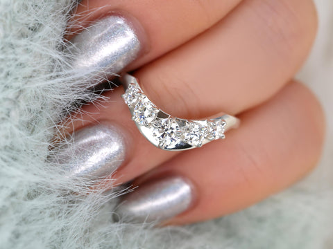 Mega Saldana 14kt Diamond Graduated Nesting Ring,Unique Curved Wedding Ring,Nesting Band,Unique Wedding Ring,Crescendo Band,Thick Gold Ring