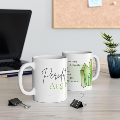 August Birthstone Mug, Peridot Gemstone Cup, Green Crystal Coffee Mug, Leo Virgo Gift, Birthday Mug