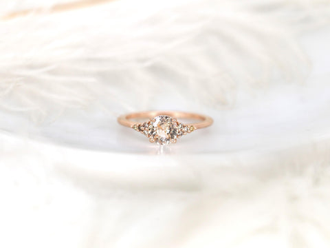 0.85ct Malia 14kt Peach Sapphire Champagne Diamond Cluster Ring,Unique Sapphire Ring,Birthday Gift,September Birthstone,Anniversary Ring