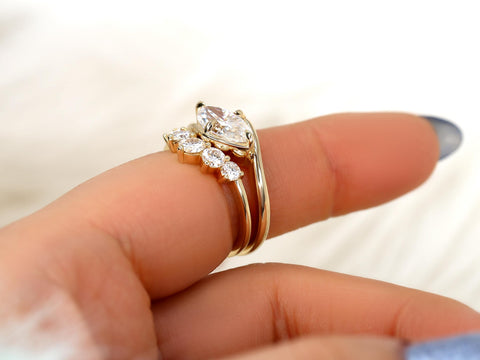 1.50ct Scullie & Glen 14kt Diamond East West Marquise Solitaire Wedding Ring Set,Marquise Cut Ring,Marquise Diamond Engagement Ring