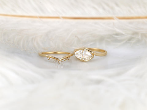 1.50ct Scullie & Lonnie 14kt Diamond East West Marquise Solitaire Wedding Ring Set,Marquise Cut Ring,Marquise Diamond Engagement Ring