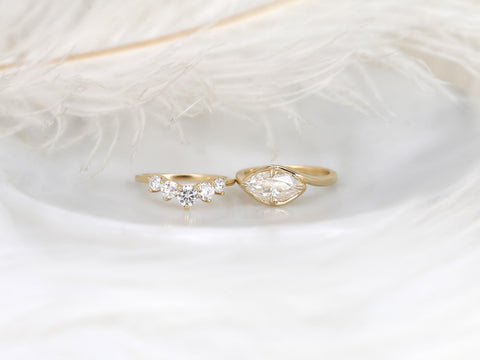 1.50ct Scullie & Glen 14kt Diamond East West Marquise Solitaire Wedding Ring Set,Marquise Cut Ring,Marquise Diamond Engagement Ring